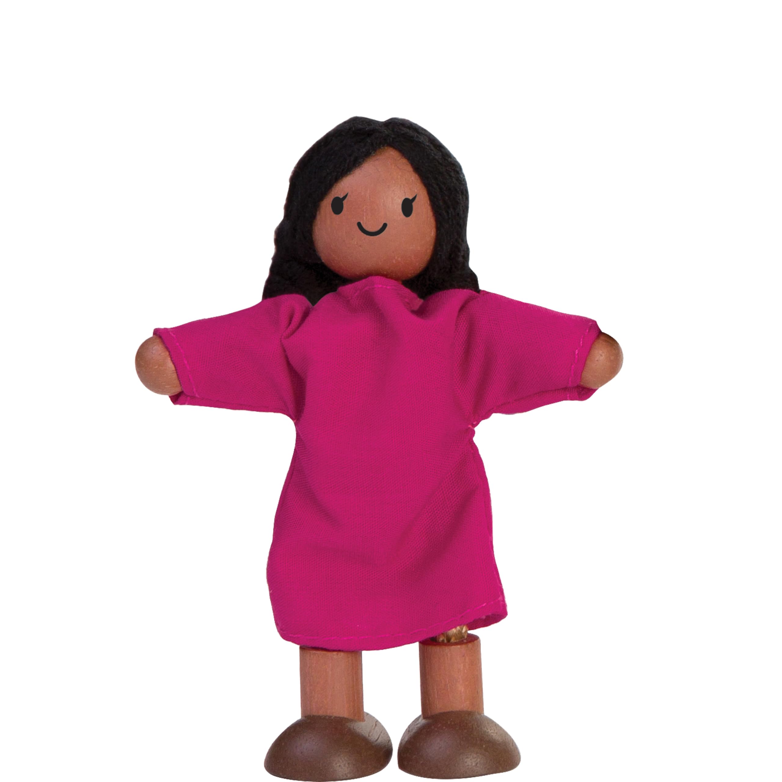 PlanToys® Girl Wooden Dollhouse Figurine Poseable 1:12 Scale 4-Inch Doll | daughter character, doll house people accessories, bendable arms, kids
