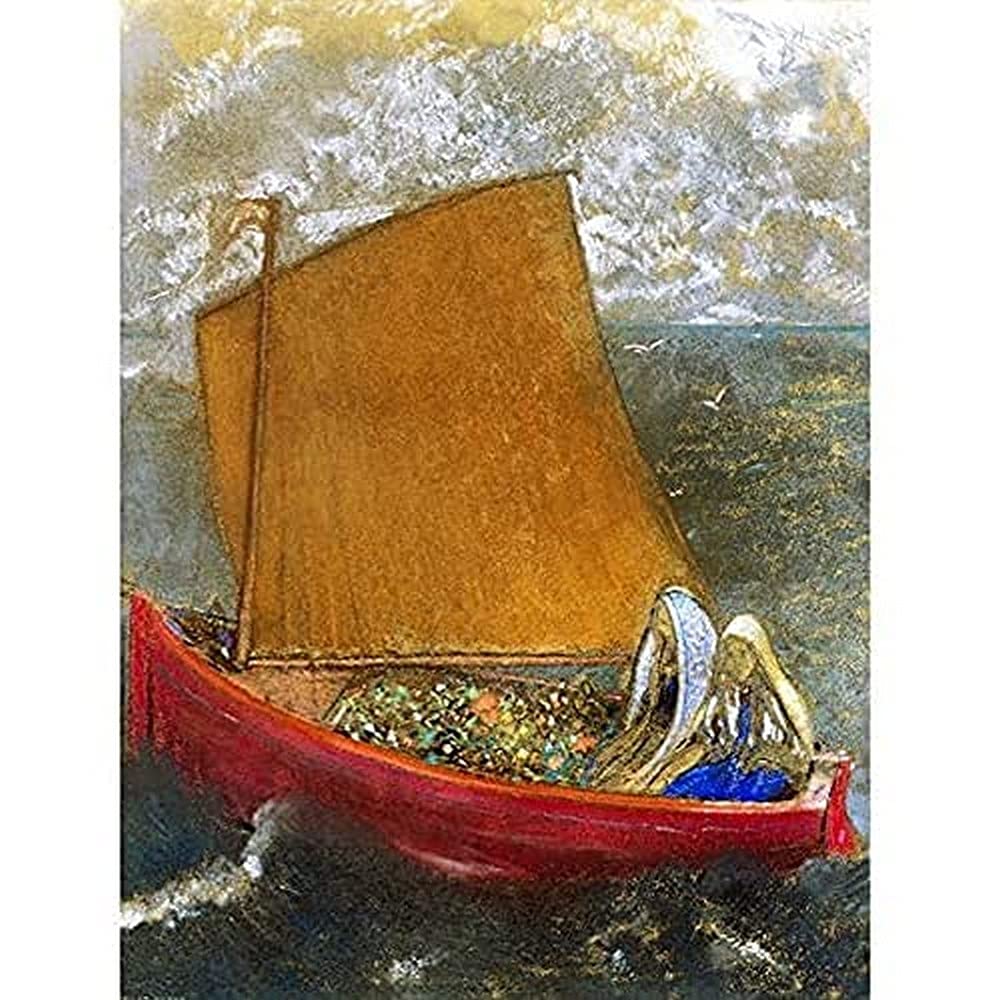 Redon Odilon La Voile Jaune The Yellow Sail Art Print Canvas Premium Wall Decor Poster Mural