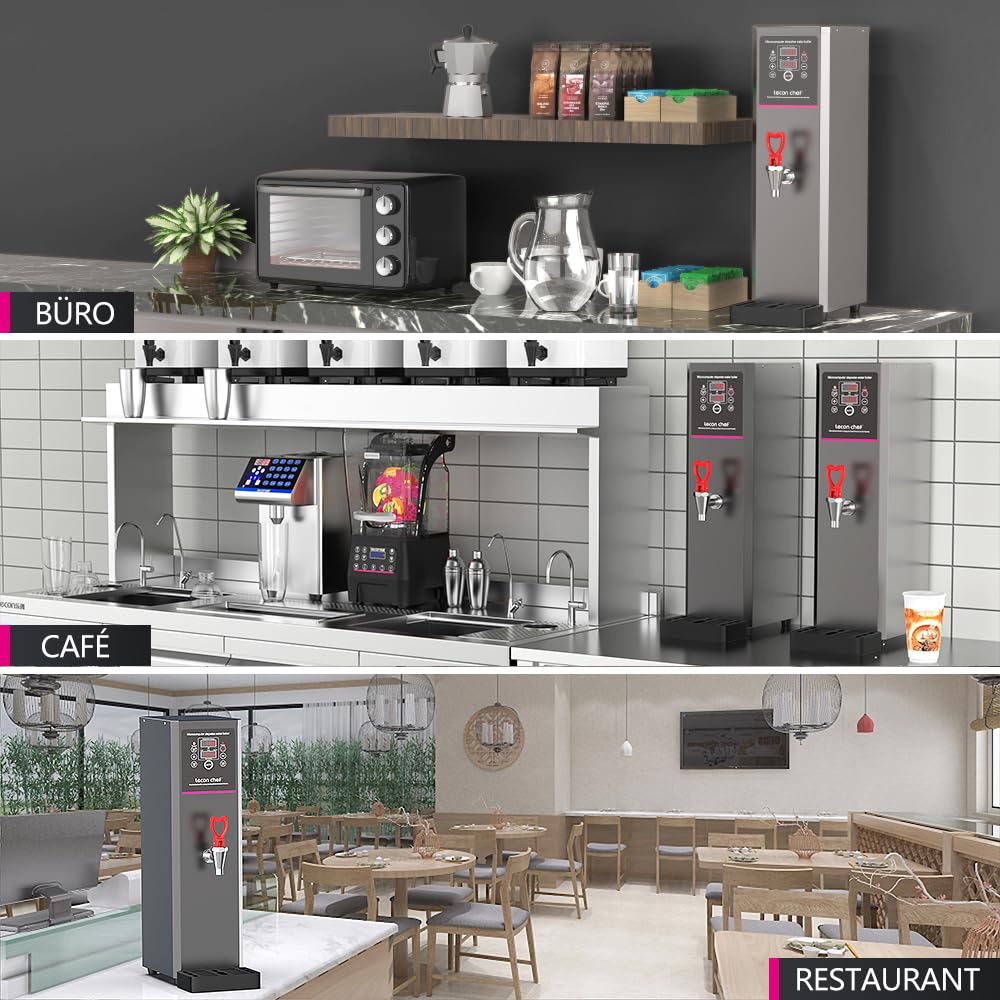 Lecon Distributore di acqua calda, 15 l, distributore di acqua in acciaio inox, 3000 Watt, riscaldamento rapido, macchina per acqua calda elettrica con timer, visualizzazione del tempo di temperatura
