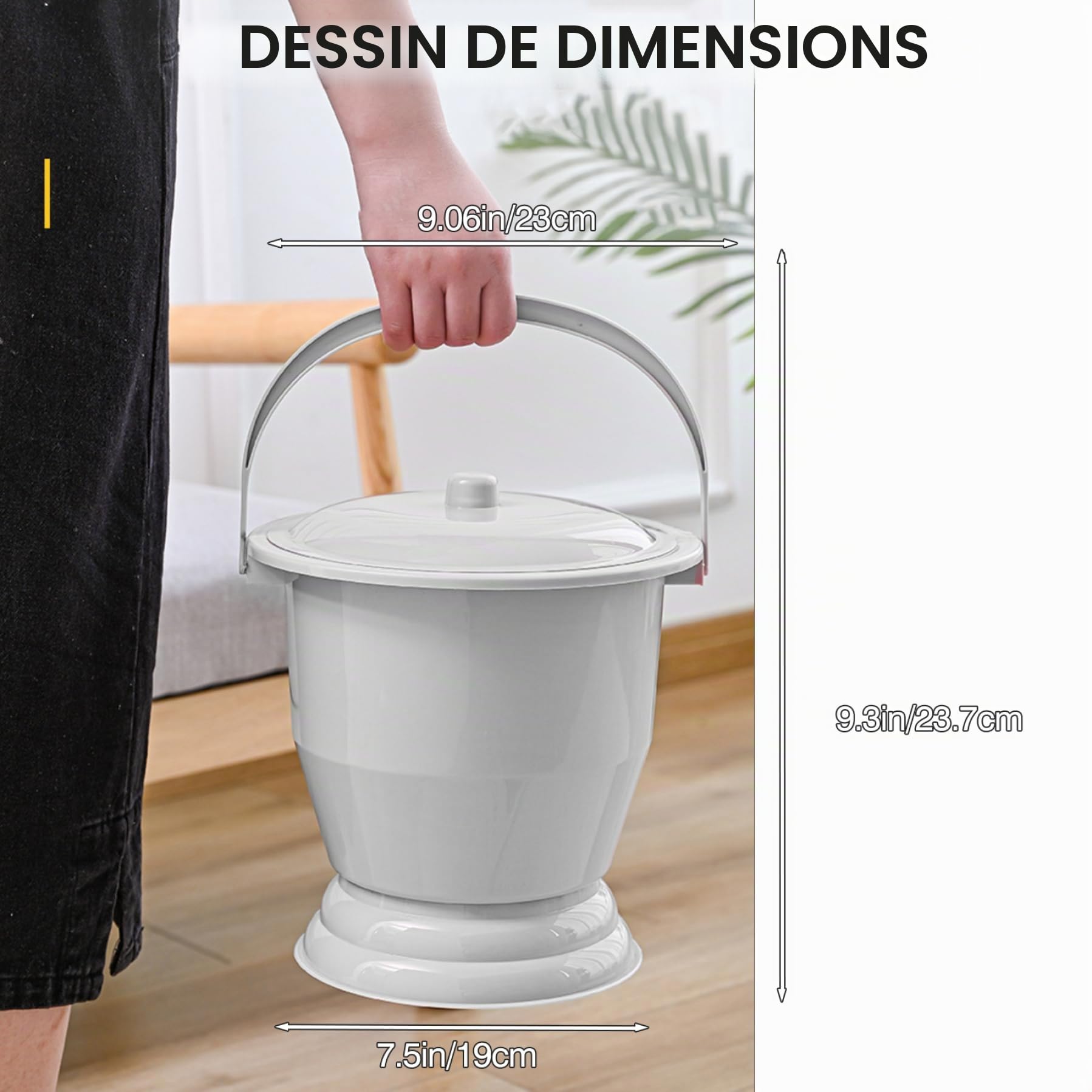 Pot de chambre avec couvercle à poussière Portable Anticolate de chevet couchage Bucket Bucket pour voyages voiture camping à domicile
