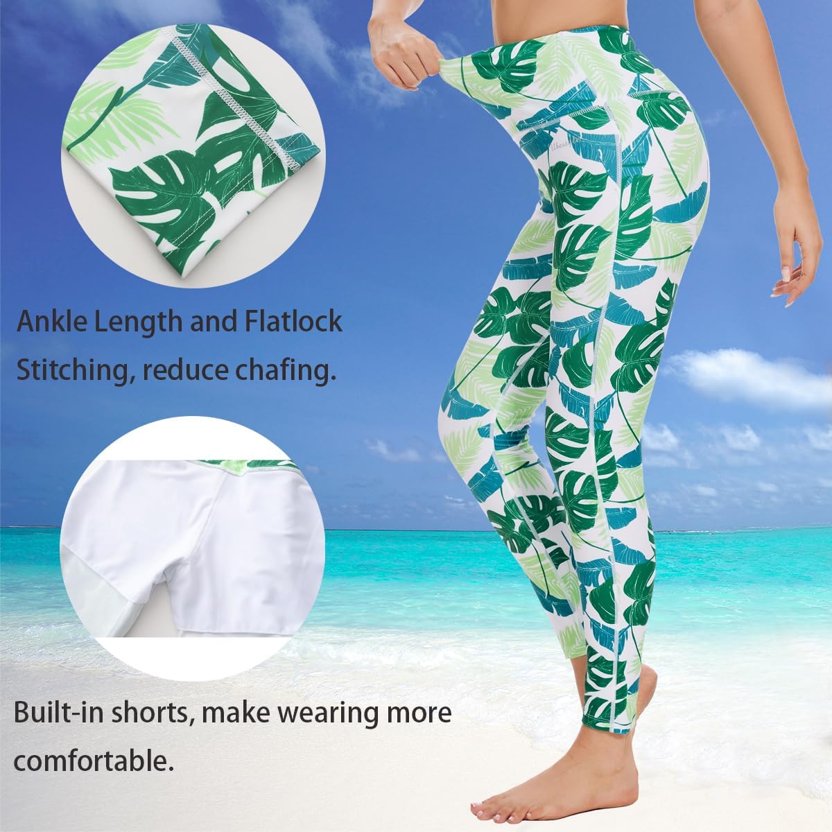 Ubestyle UPF 50+ High Waist Women's Swim Pants Swim Leggings Swimming Tights Rash Guard Pants Sun Protective - Image 3