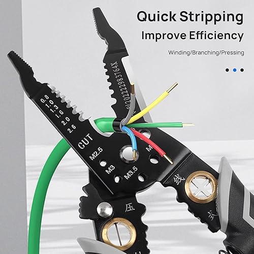 Miniatura 4 de Herramienta pelacables 9 en 1, crimpadora de cables de 8 pulgadas, alicates de electricista multifunción, herramienta de cable y herramientas