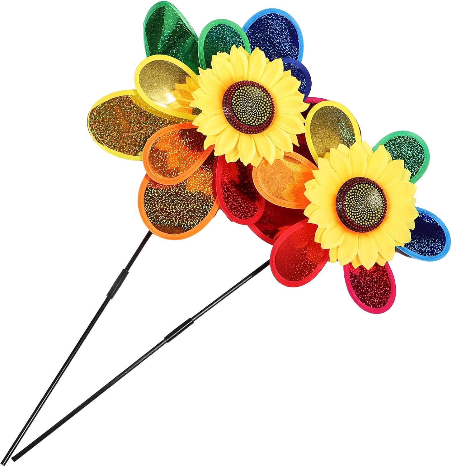2pcs Colorful Cartoon Flower Windmill Outdoor Pinwheel Garden Decor Spinning Garden Ornament for Lawn Balcony Fun Windmill Decoration