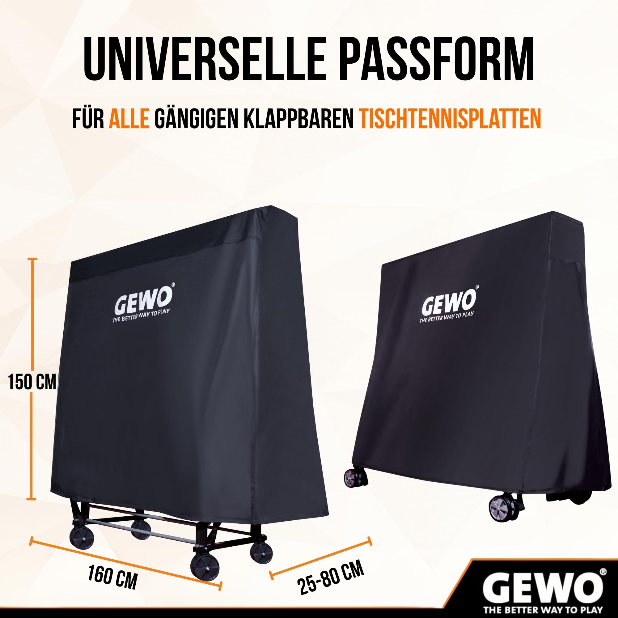 GEWO Robuste Universal Abdeckung für Tischtennisplatte Outdoor 600D Oxford Gewebe, Tischtennis Hülle, Abdeckplane Tischtennistisch Outdoor, Wetterfest UV-beständig