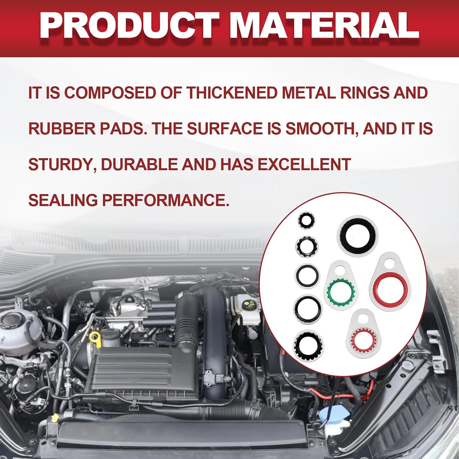 60-Piece A/C conditioning system compressor gasket seal, Multi-Size Gasket Kit for Automotive Air Conditioning Systems Fits Most Cars