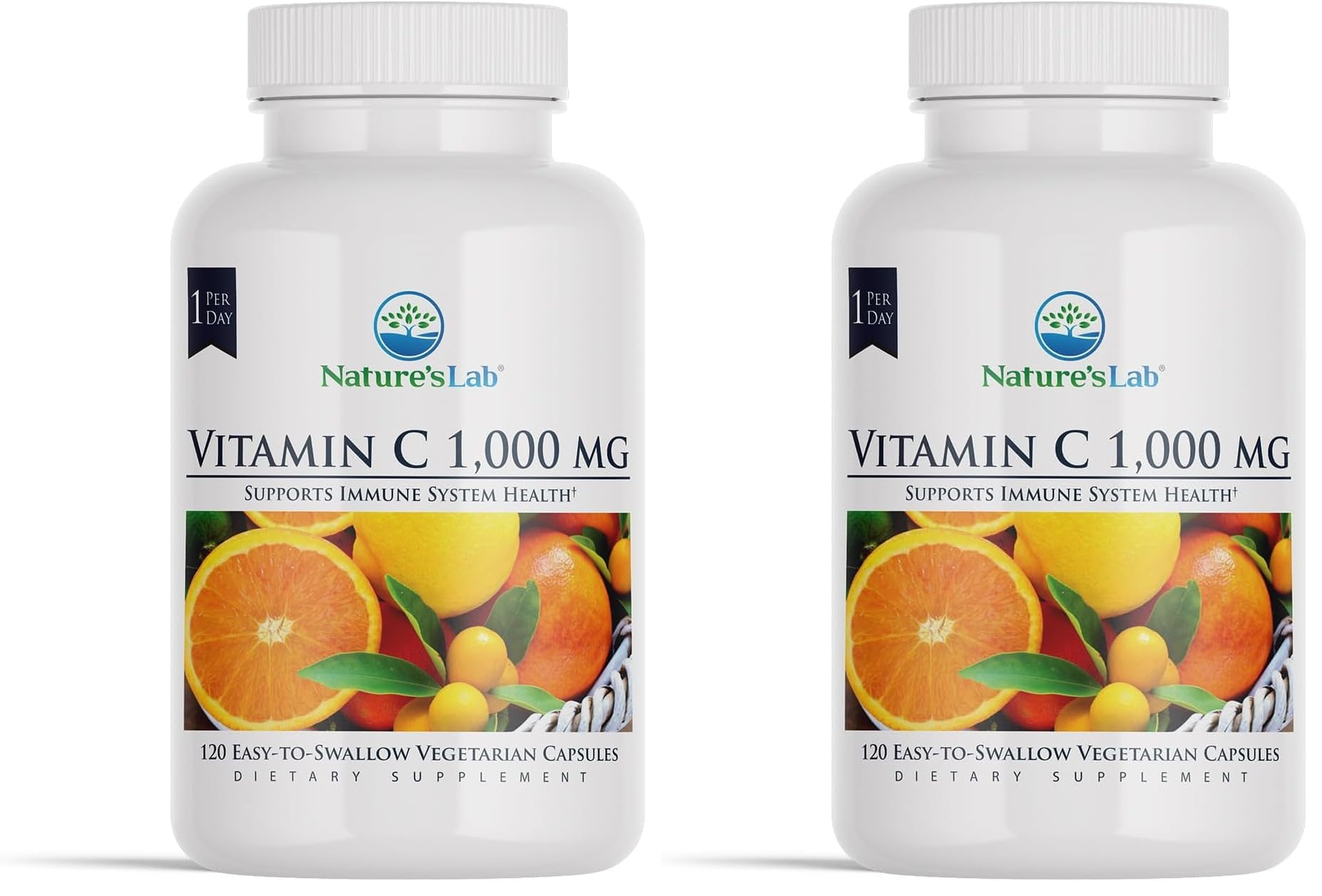 Nature's Lab Vitamin C 1000mg Per Capsule -Supports Immune System Health, 120 Count (Pack of 2)