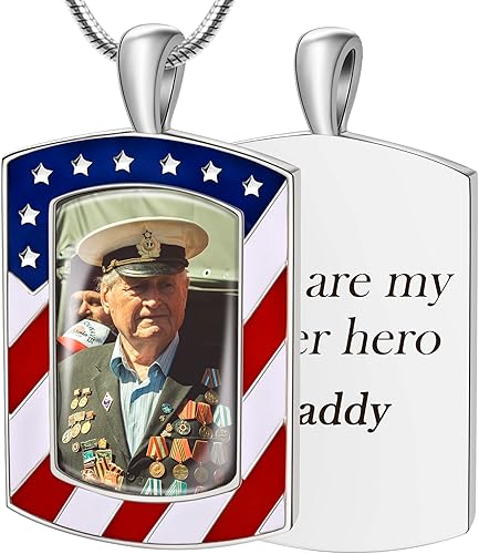 Bivei Custom Photo Dog Tag Necklace Personalized Memorial Necklace with Picture for Men & Women Customized Stainless Steel Jewelry Gift