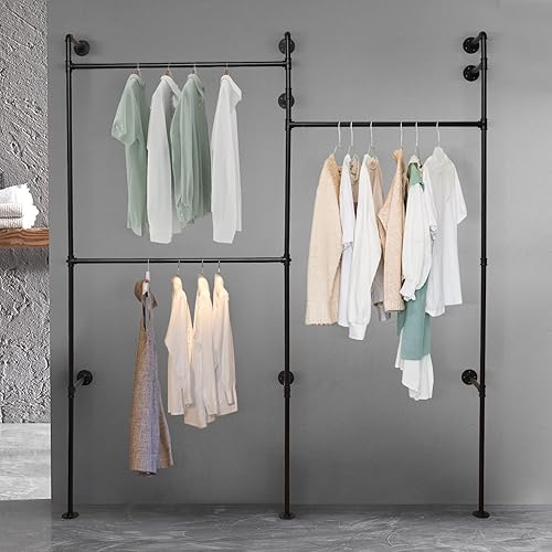 Miniatura 3 de DYRABREST Perchero de ropa con 2 postes estante organizador de bufandas de alta resistencia estante organizador de armario simple marco de