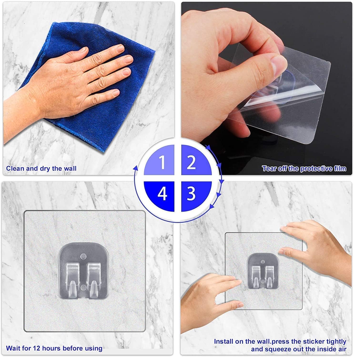 TARTAMYA Self Adhesive Magic Sticker, 8 x 8 cm, Transparent, Strong Mounting Base for Bathroom Kitchen Accessories (Magic Sticker Hook) 4