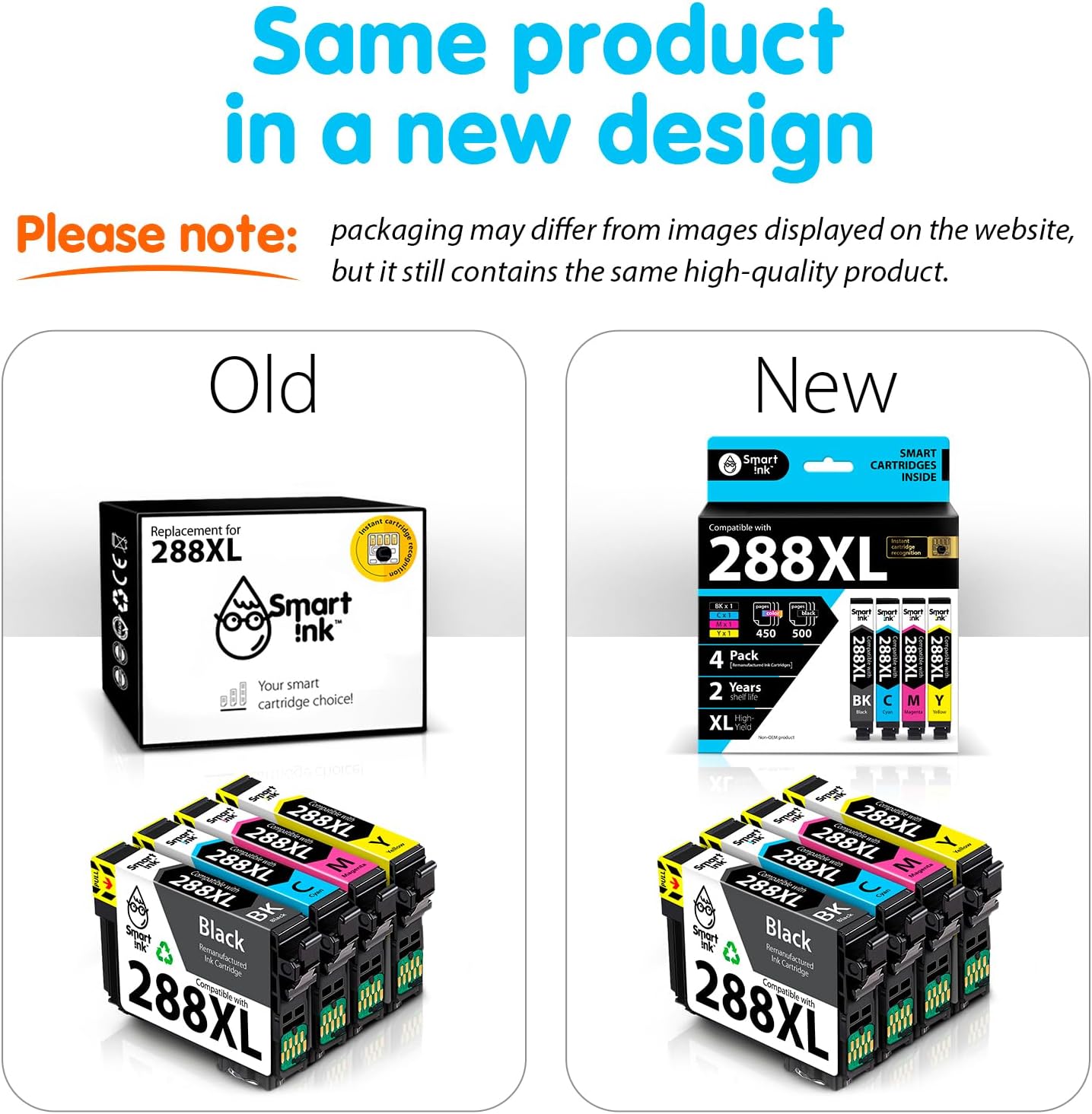 Smart Ink Remanufactured Ink Cartridge Replacement for Epson T288 288XL 288 XL (Black & C/M/Y 4 Combo Pack) to use with Expression Home XP-330 XP-430 XP-434 XP-446 XP-440 XP-340