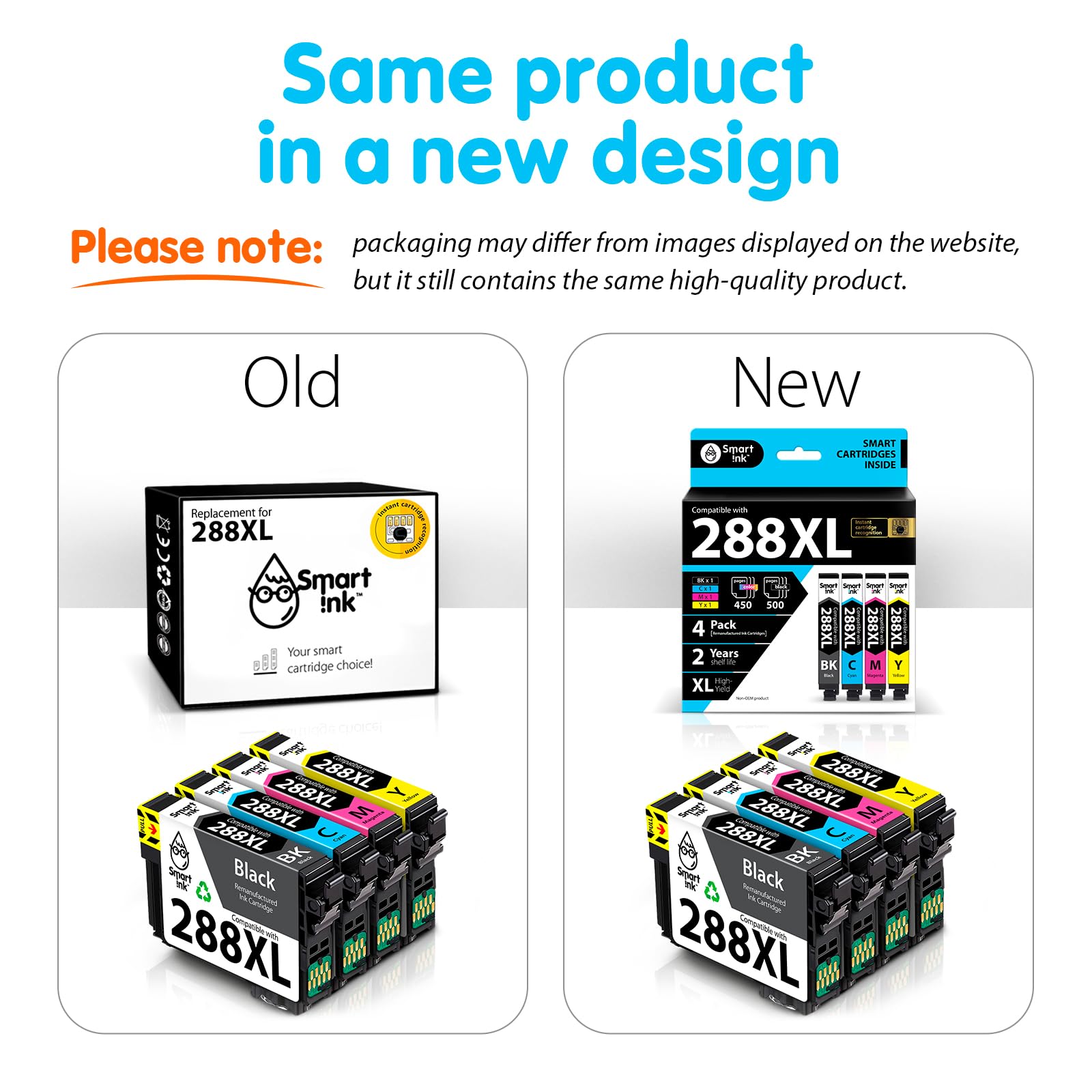 Smart Ink - Cartuccia d'inchiostro rigenerata di ricambio per Epson T288 288XL 288 XL (nero & C/M/Y 4 Combo Pack) da utilizzare con Expression Home XP-330 XP-430 XP-434 XP-446 XP-440 XP-340