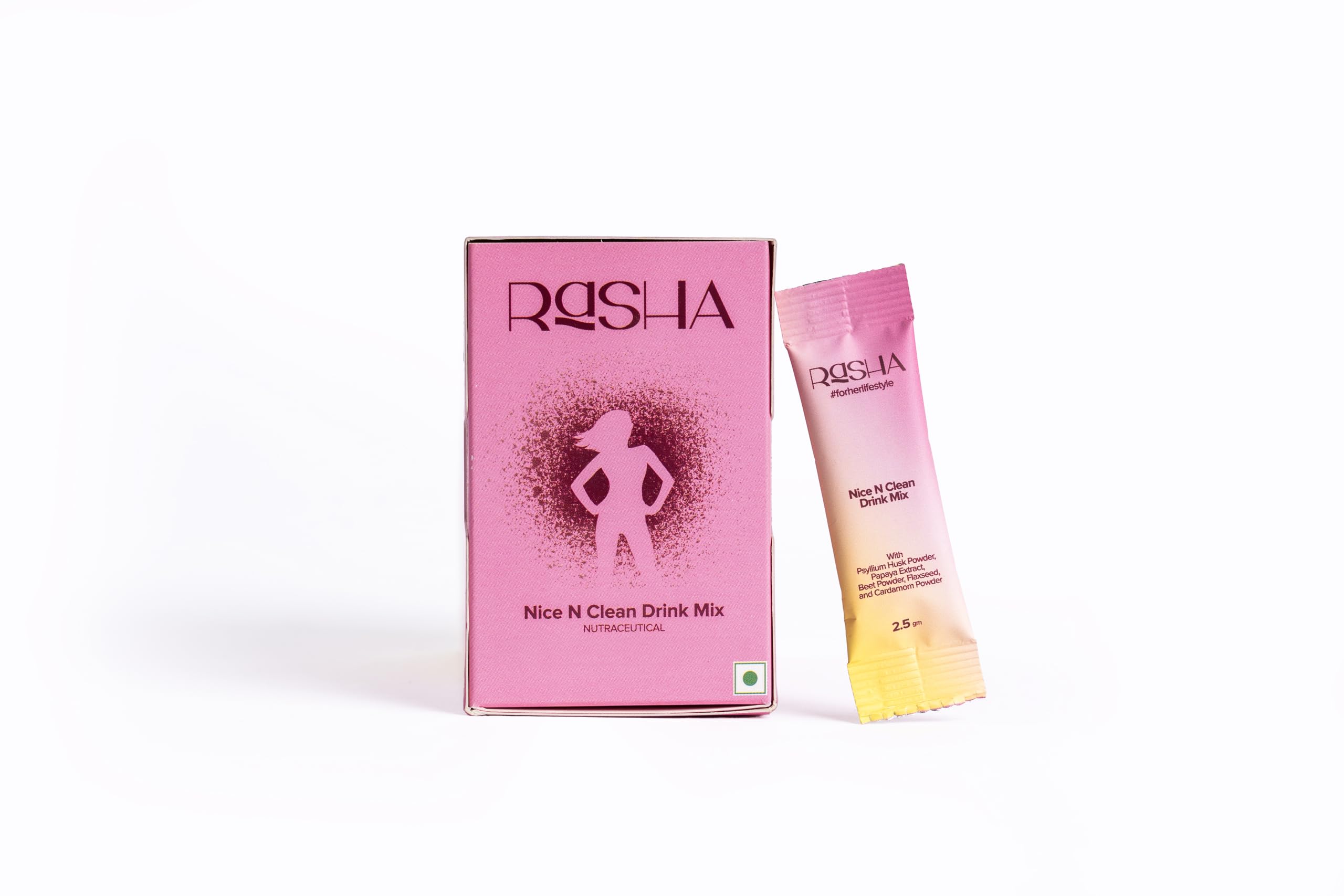 Rasha Nice N Clean Drink Mix | Gut Health Supplement for Natural Laxative, Promoting regular Bowel Movements With Papaya Extract, Beet Powder, Flaxseed 20 sachets