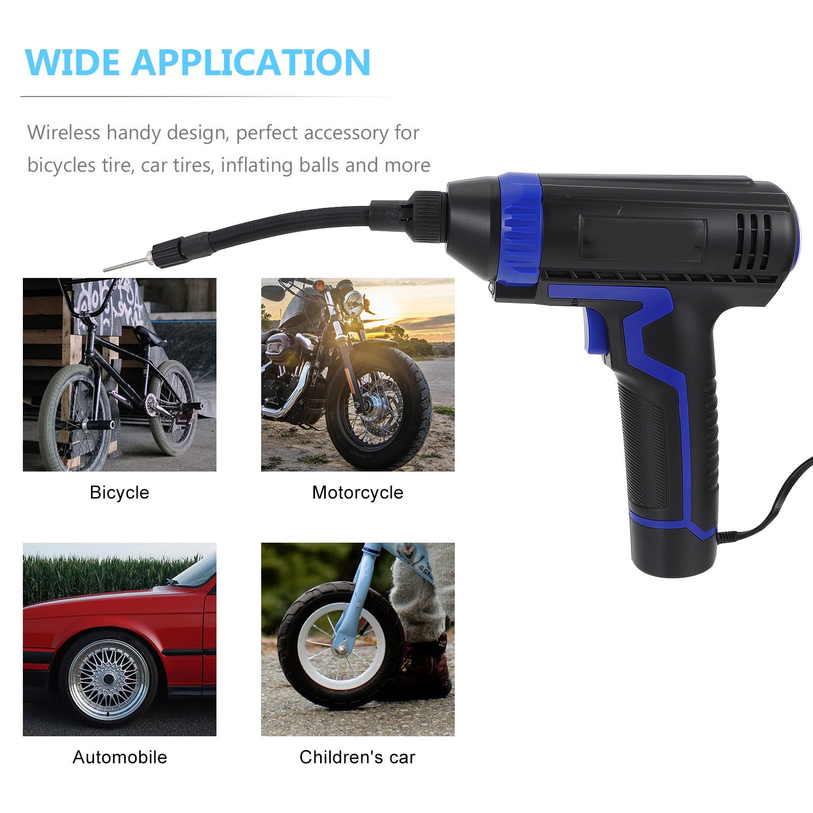 Tofficu Inflador Portátil Compresor de Aire 12.6v para Neumáticos de Coche Carga Rápida, Escala Visible, Material de Metal y Plástico para Uso en Auto y Hogar