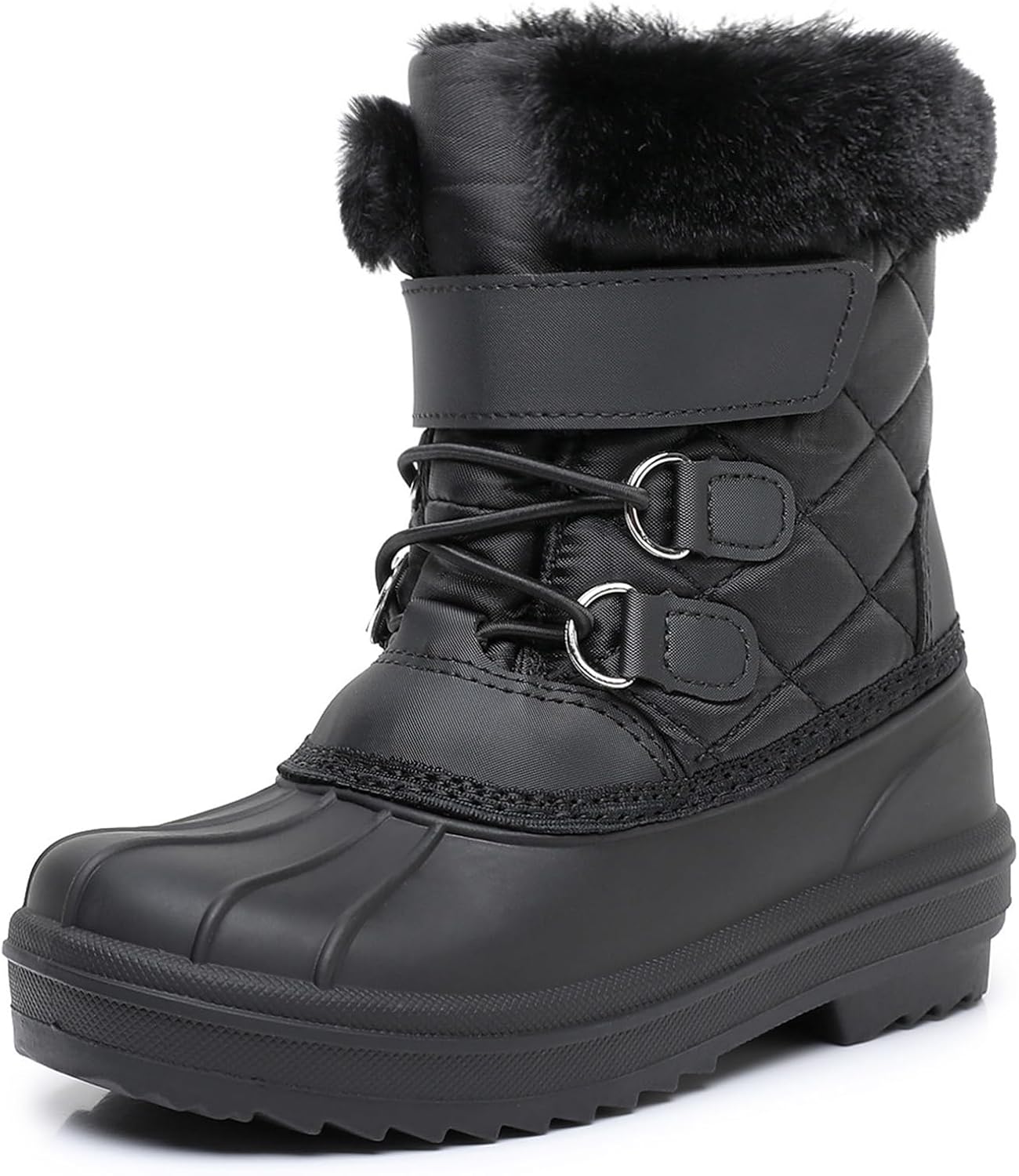 Ahannie Kids Boys Girls Winter Duck Boot, Youth Outdoor Two Tone Fashion Waterproof Rain Boot (Toddler/Little Kid/Big Kid)