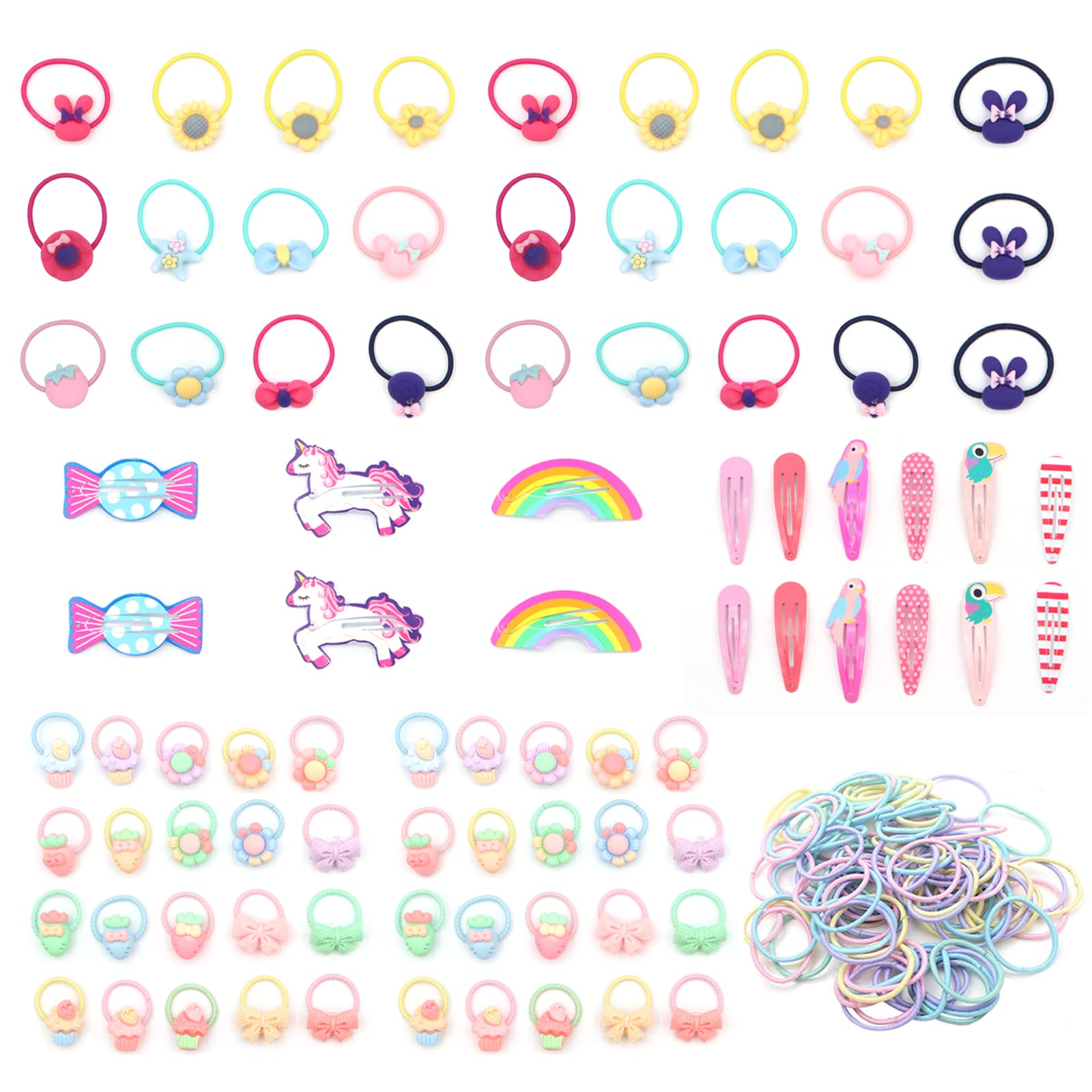 VEGCOO 188pcs Accesoris de Pelo para Bebe Niña, Gomas Pelo Pequeño y Clips Pelo para Niña, Pinzas de Pelo Horquillas para Niña Bebe Infantiles