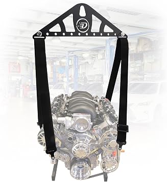 Heavy-Duty Engine Lifting Sling, 2-Point Or 4-Point Adjustable Nylon Straps with Steel Lift Plate, 1,200 lb Capacity, Universal Fit for Engine Hoists