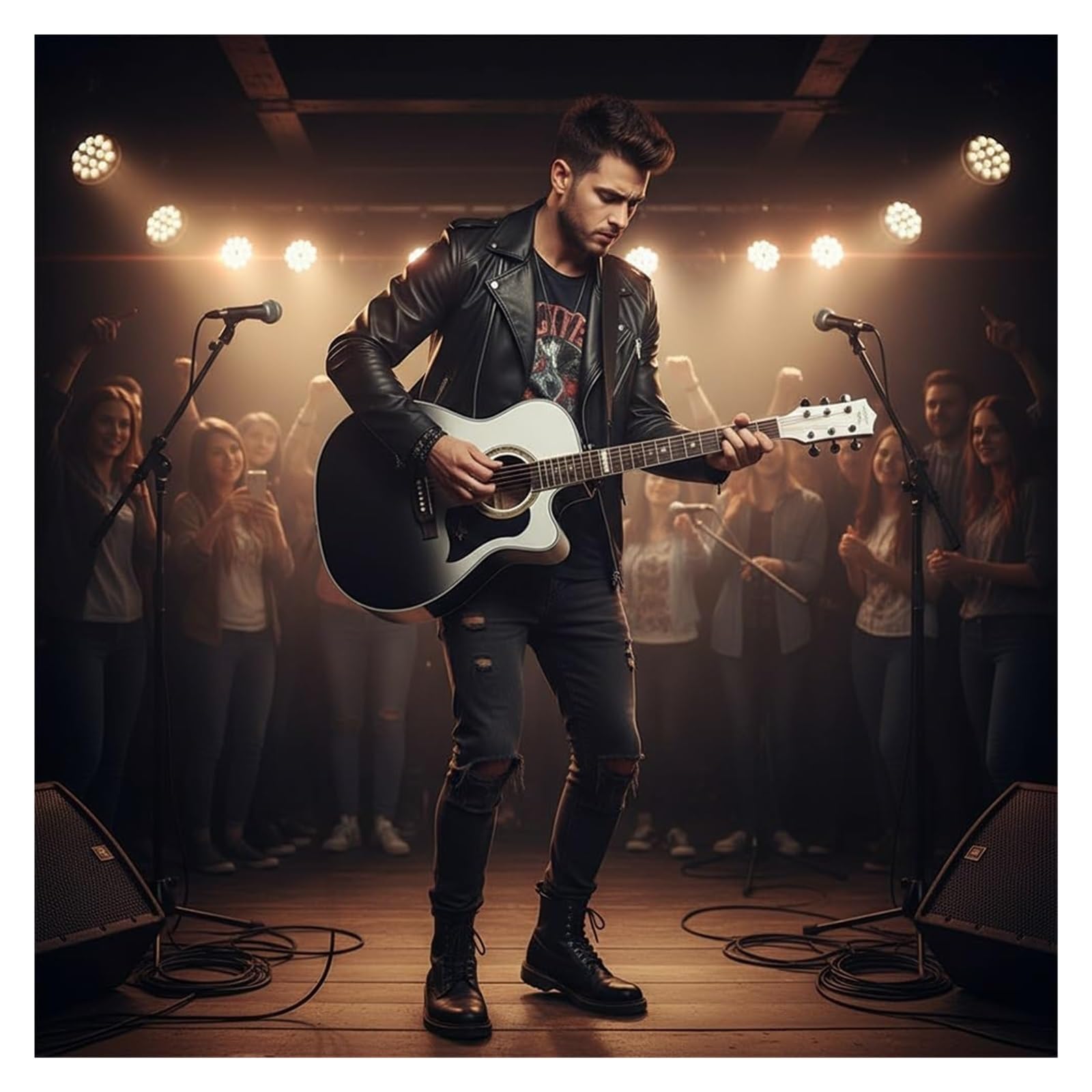 Akustische Klassische Gitarre For Anfänger, Holzgitarren-Bundle-Set For Jungen, Mädchen, Studenten, Jugendliche Mit Gigbag, Gurt, Stimmgerät, Zusätzlichen Saiten, Plektren(Black-white)