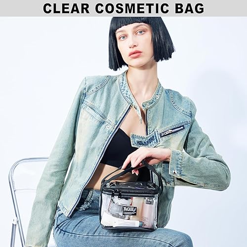 Miniatura 7 de Rough Enough - Bolsa de cosméticos transparente, bolsa de maquillaje grande para bolso, organizador de artículos de tocador para mujeres con