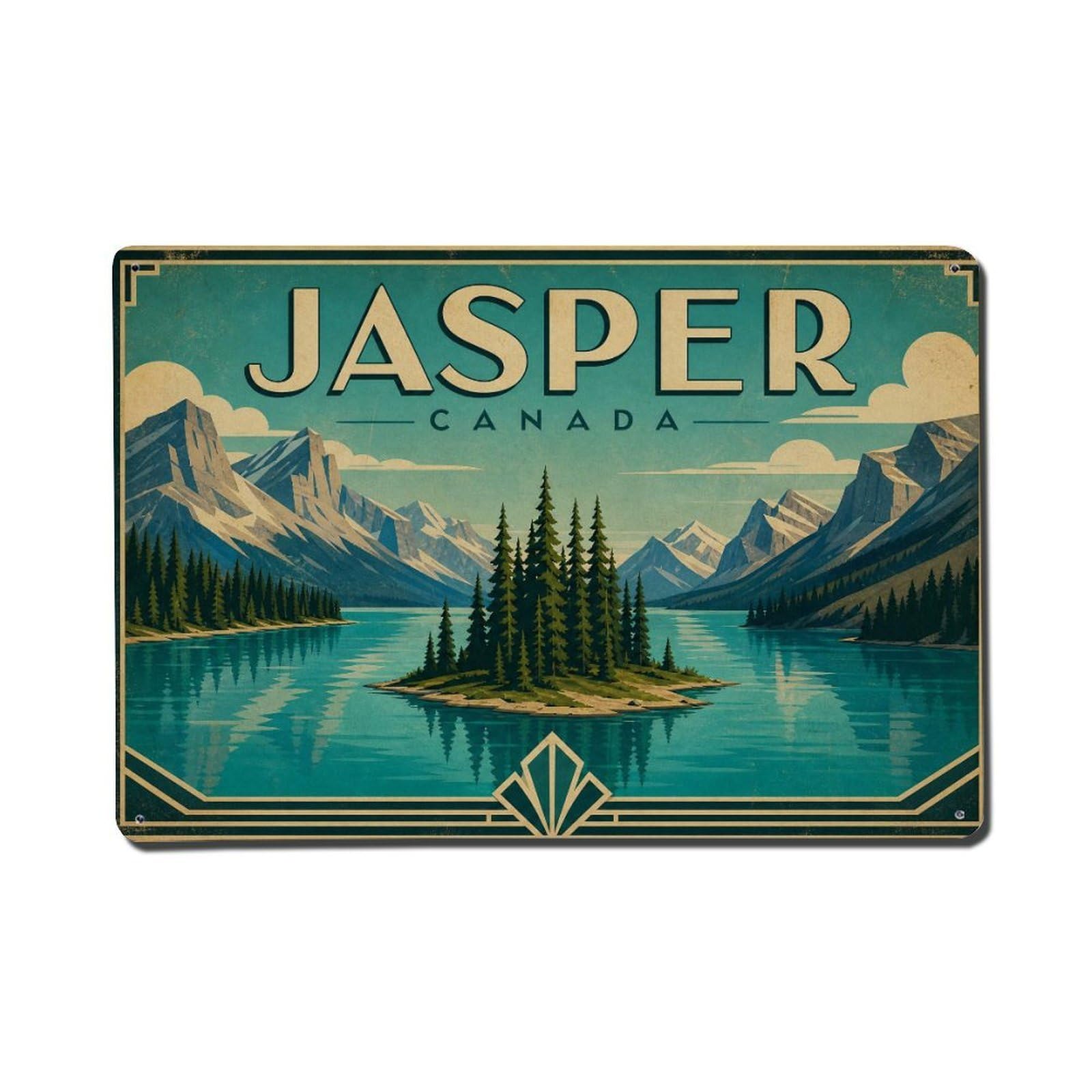 Travel Retro Canada Jasper Metal Tin Sign
