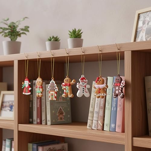 Miniatura 6 de 12 adornos de hombre de jengibre, bonitos adornos de Navidad para decoración de árbol de Navidad, manualidades de Navidad, muñeco de nieve, copo de