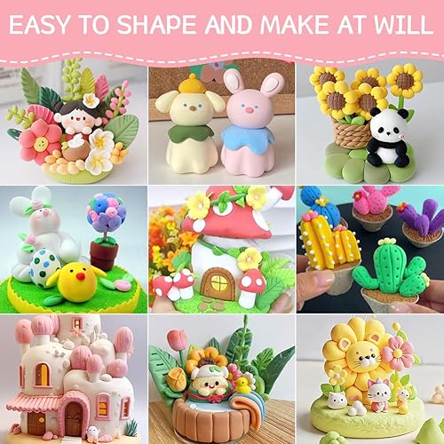 Miniatura 6 de Ainiv Kit de arcilla seca al aire, 72 colores de arcilla mágica para niños, arcilla de modelado con 6 herramientas de escultura, segura y no tóxica,