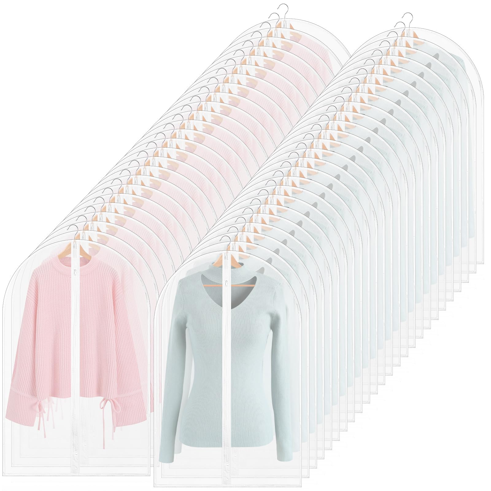 Amylove 100 Pcs 24 x 32 Clear Garment Bags Full Zipper Suit Bags Lightweight Clothes Cover for Hanging