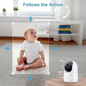 ANMEATE Security Camera - Indoor WiFi Camera - 3K 5MP Baby Monitor & Pet Camera with Phone App, Color Night Vision, Human/Pet Auto Tracking, 2-Way Audio, Motion Detection, Cloud & SD Card Storage
