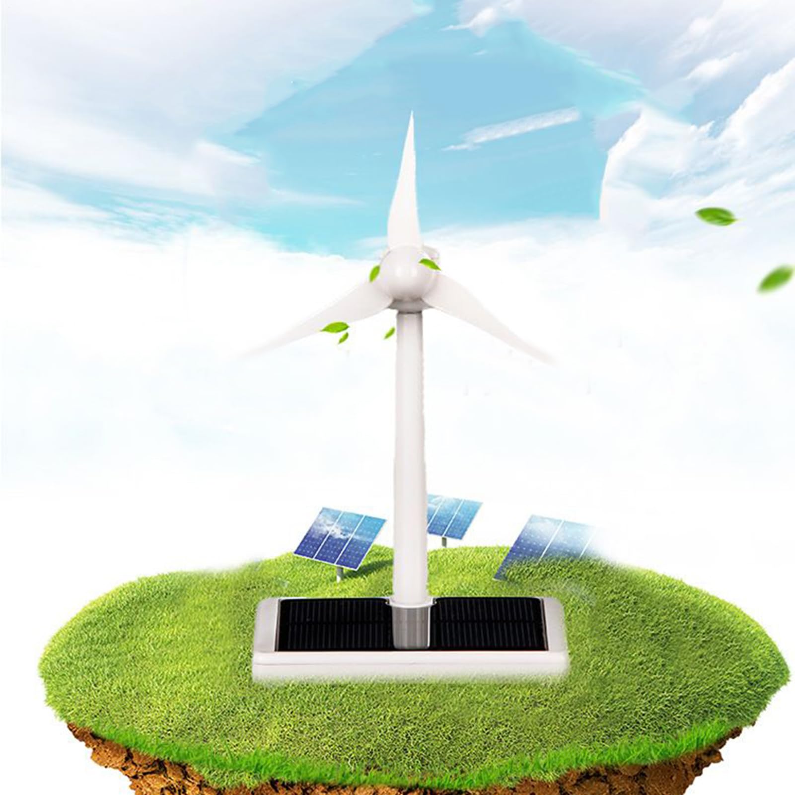 Mulino a vento ad energia solare, kit scientifico delle energie rinnovabili, ornamento rotante da scrivania con pannello fotovoltaico, struttura robusta ed ecologica, ideale per posto di lavoro