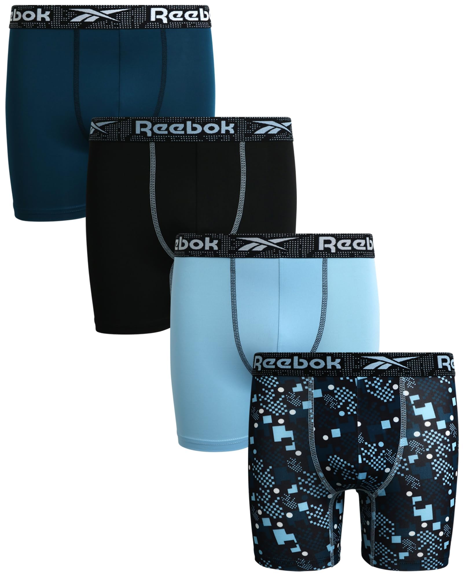 Reebok Boys Boxer Briefs - 4 Pack Soft Comfort Performance Stretch Breathable 5 Inseam Boxer Briefs Boys Underwear