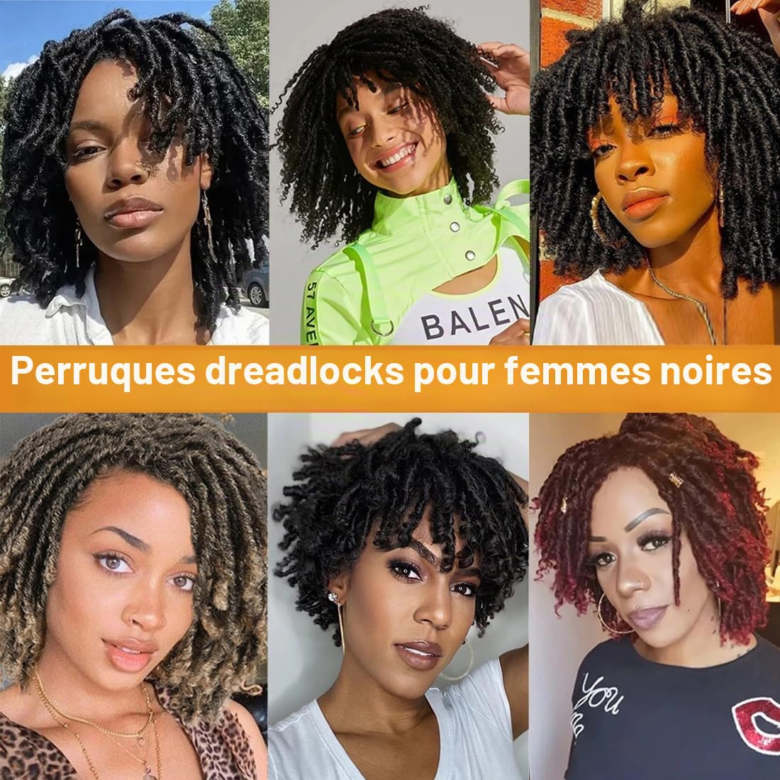 BECUS Perruque Dreadlock Femme Afro Synthétique Marron Style Naturel Usage Quotidien Fêtes