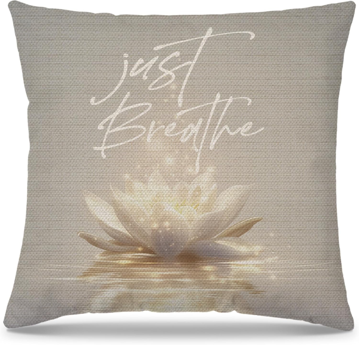 Lotus Flower Just Breathe Pillow Covers 18x18,Spa Zen Meditation Spiritual Room Decor,Lotus Flower Zen Spiritual Pillow Case Covers for Bedroom Couch Room Home