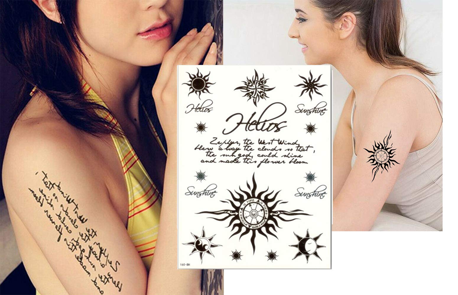 S.A.V.I 3D Temporary Tattoo Waterproof Sticker Beautiful Black Big Flower Text Moon Popular New Designs Size - 21x15cm (61), Multicolor, 4 g