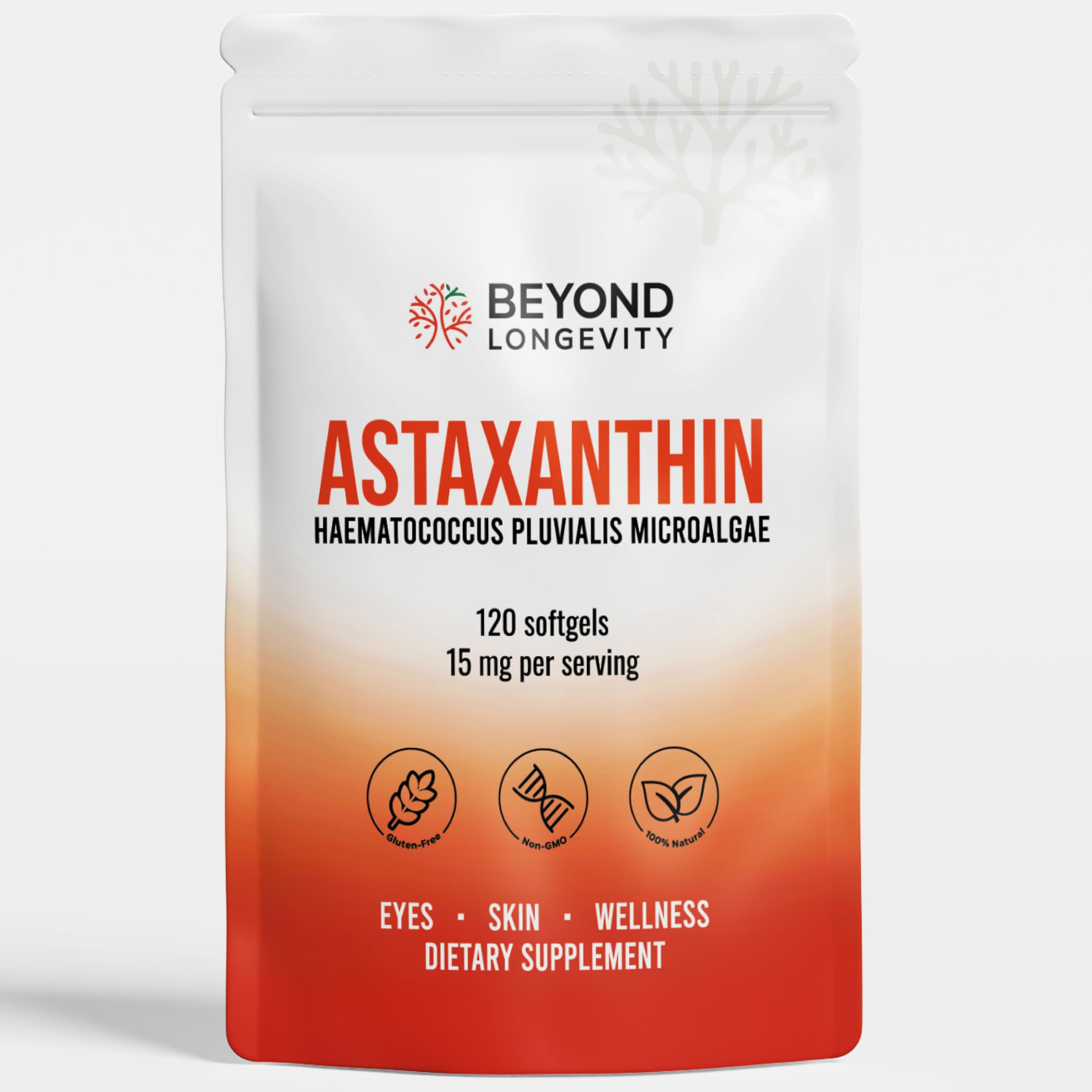 Astaxanthin, 120 Softgels for Eye, Skin and Wellness Support (15 mg)