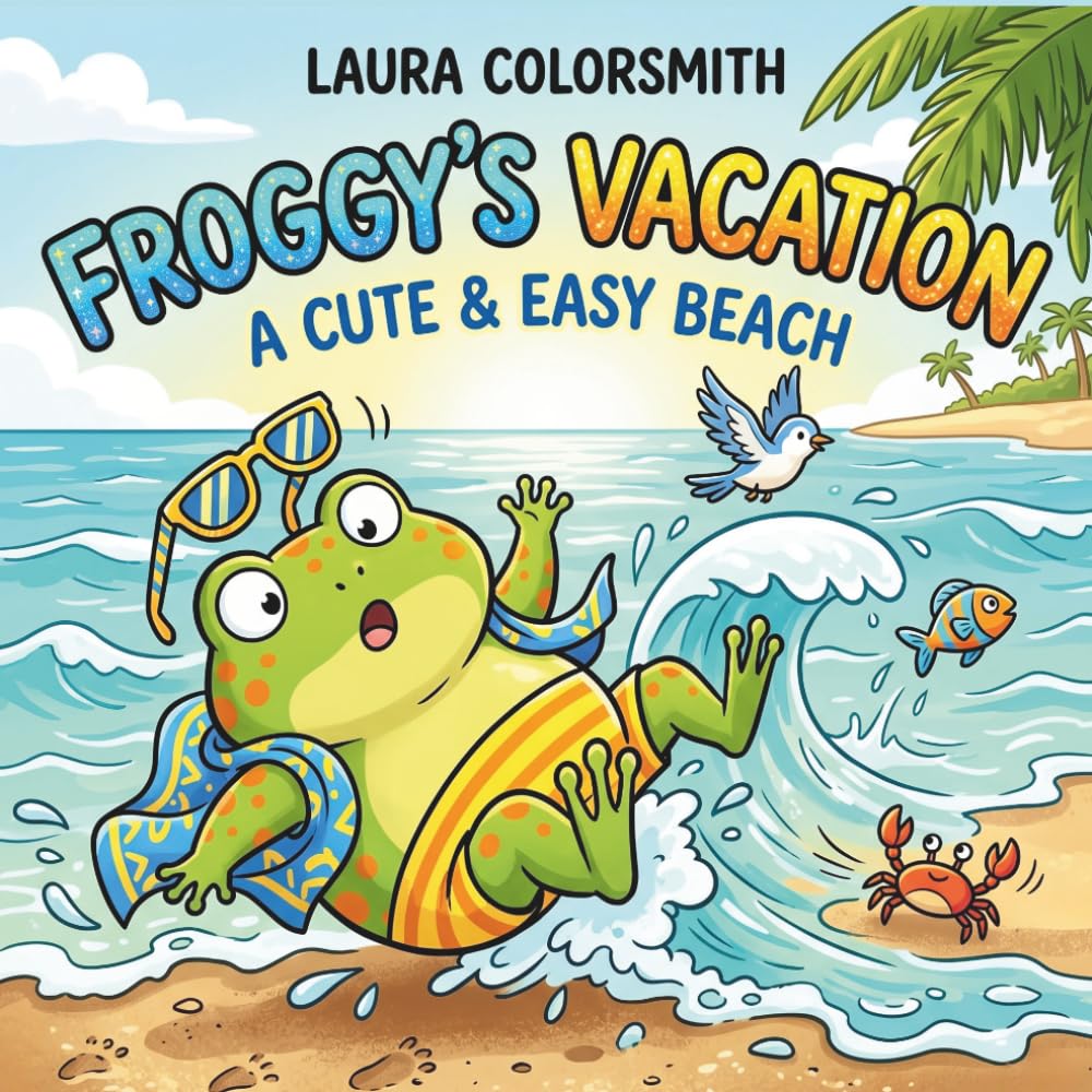 Froggy's Vacation - A Cute & Easy Beach Coloring Book: Fun Froggy Adventures with Simple Coloring Pages Featuring Beach, Surfing and Playful Scenes for All Ages (Summer Coloring Book)