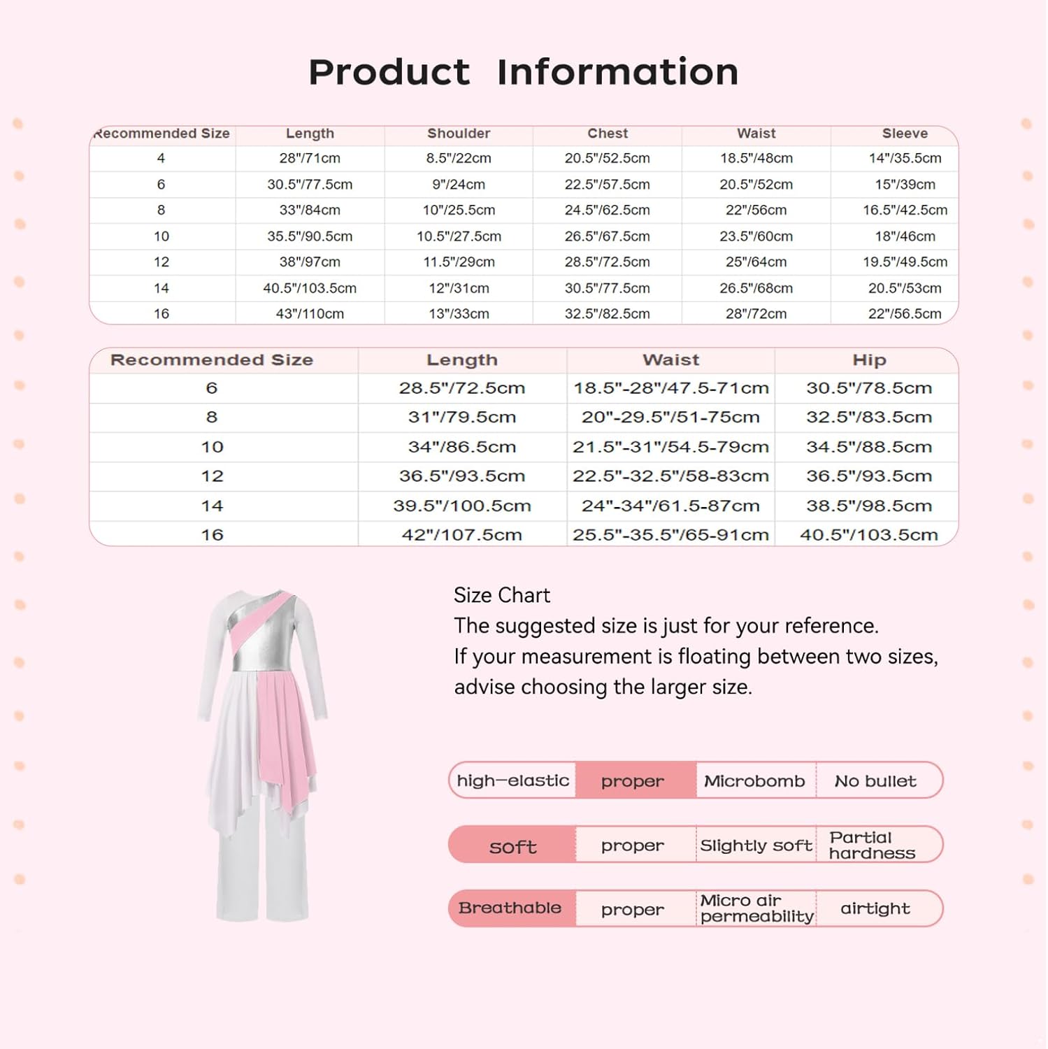 FEESHOW Girls Praise Dance Dress with Wide-Leg Pants Long Sleeve Metallic Asymmetical Dress for Liturgical Worship Dance