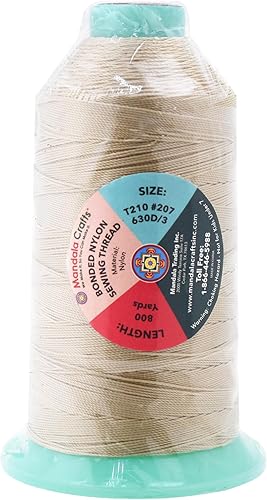 Miniatura 409 de Mandala Crafts Hilos de coser resistentes de nailon consolidado, hilo para tejer jeans de cuero, hilos de tapicería marina al aire libre, Beige