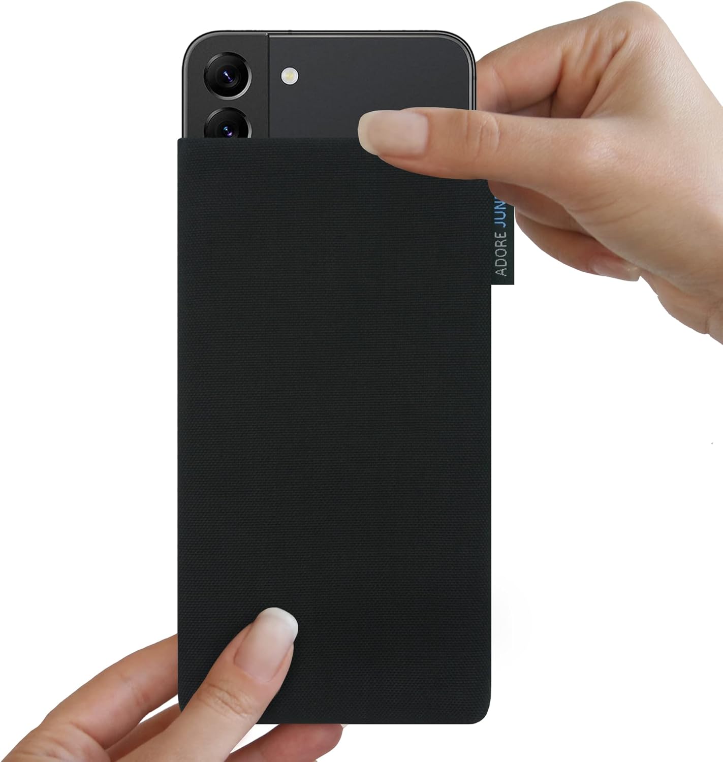 Classic Black Protection Sleeve compatible with Galaxy S24 / Galaxy S23 / Galaxy S22, Pouch Case Made of Durable Fabric with Display Cleaning Effect