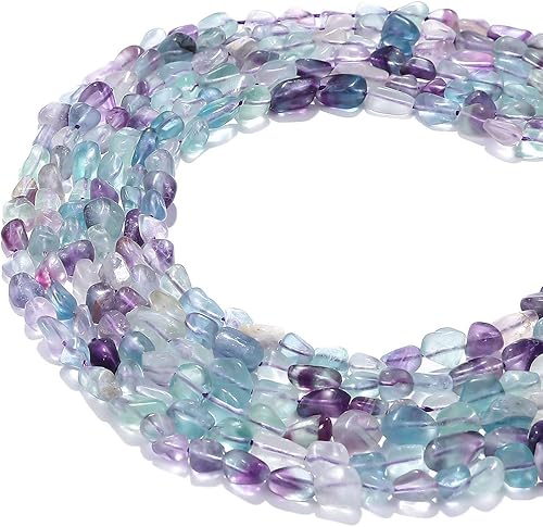 Miniatura 5 de BEADIA Perlas de piedras preciosas sueltas de fluorita natural irregular para la fabricación de joyas de 0.197-0.315 in 15.0 in