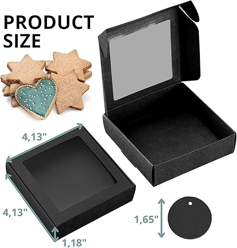 Miniatura 2 de 30PCS Cookie Boxes Black with Window - 4.13 x 4.13 x 1.18 Inch Durable Packaging for Baked Goods Small Bakery Containers for Pastries Gift Giving