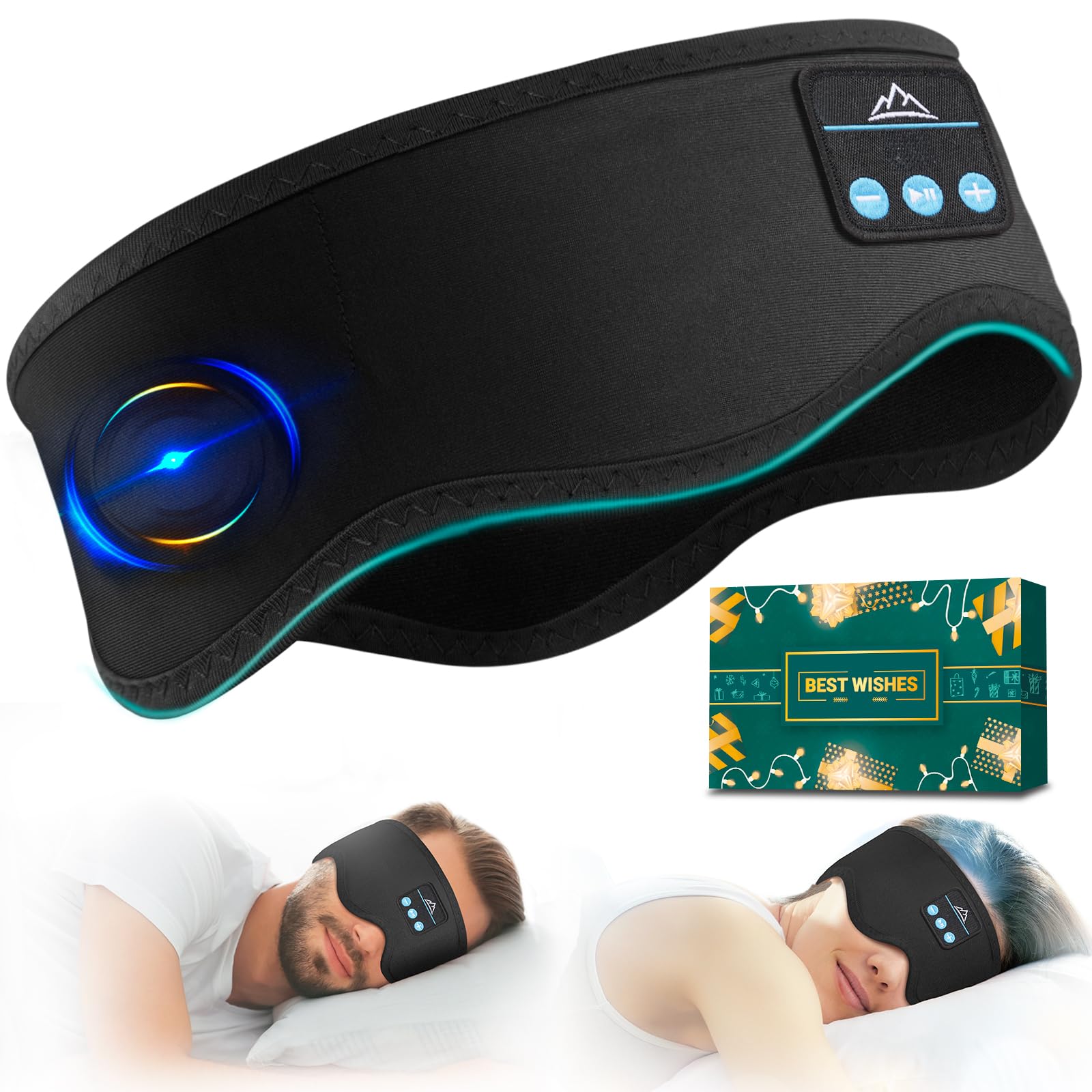 HANPURE Auriculares para Dormir Regalos Originales para Mujer y Hombre: Amigo Invisible Antifaz Cinta Diadema Auriculares Dormir Bluetooth, Orejeras Antiruido Ideas Navidad