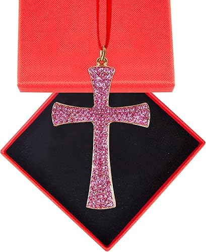 Miniatura 6 de WaaHome Adornos de Navidad cristiana de cruz de metal, adornos de Navidad religiosos, adornos de Navidad religiosos, recuerdos de cruz rosa, adornos