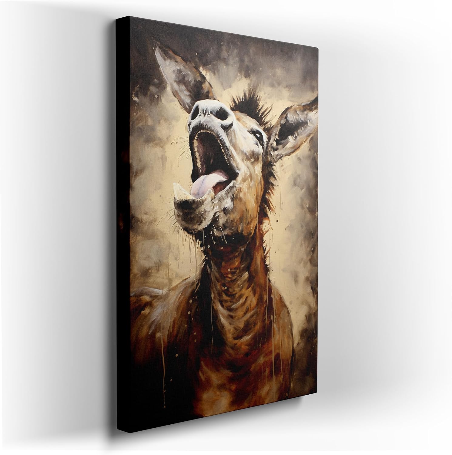 Canvas for Living room. Braying with Glee: Capturing Humor in a Digital Portrait of Elation, 27 x 18 inch Canvas Wall Art - Contemporary Masterpieces - Fun Home Decor - 69x46 cm (27x18 inch)