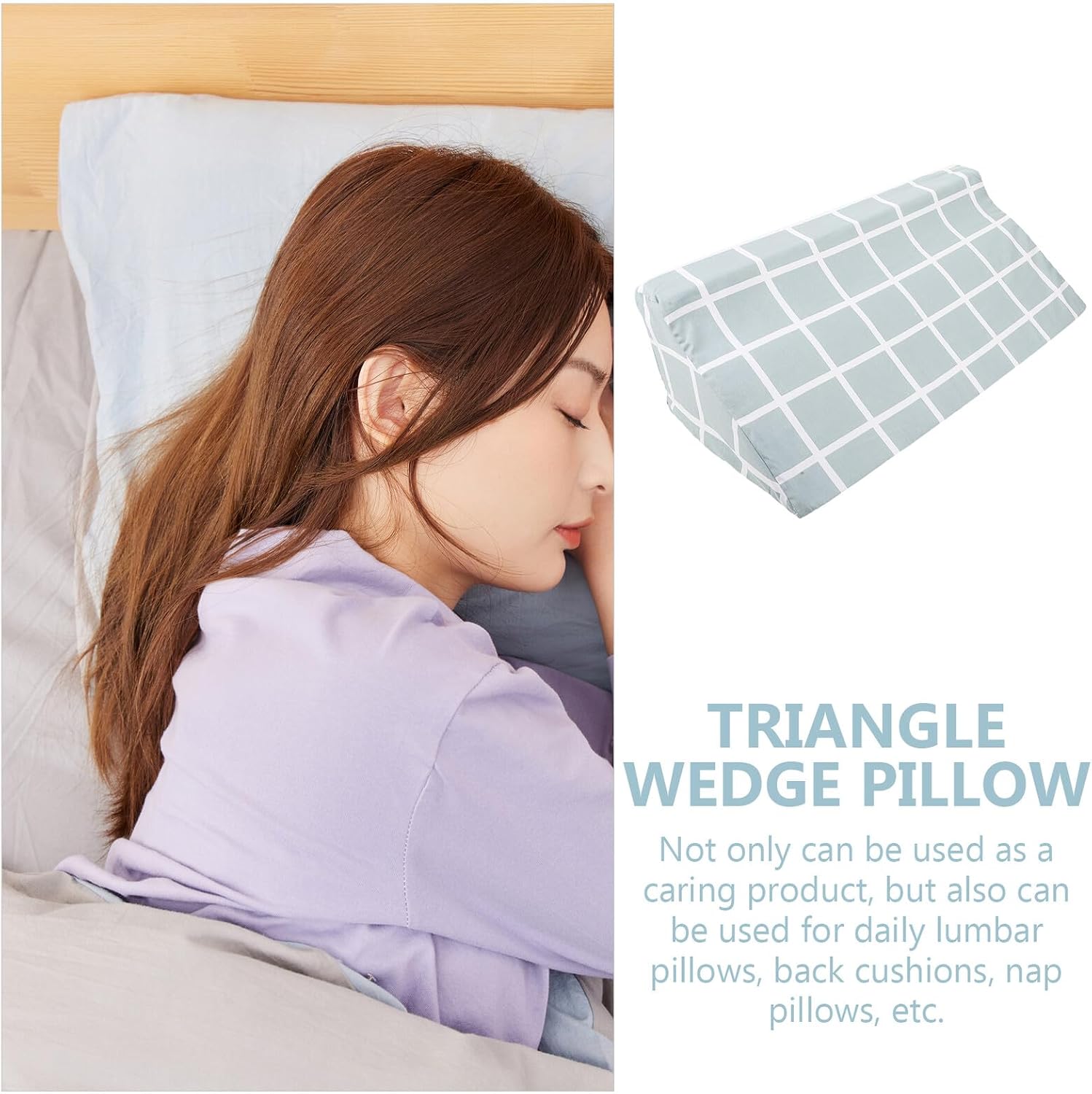 High-Density R-Shaped Body Position Wedge Pillow for Bedridden Patients Elderly Support Cushion for Turning Bedsore Prevention Lumbar Back Nap Pillow with Removable Washable Cover