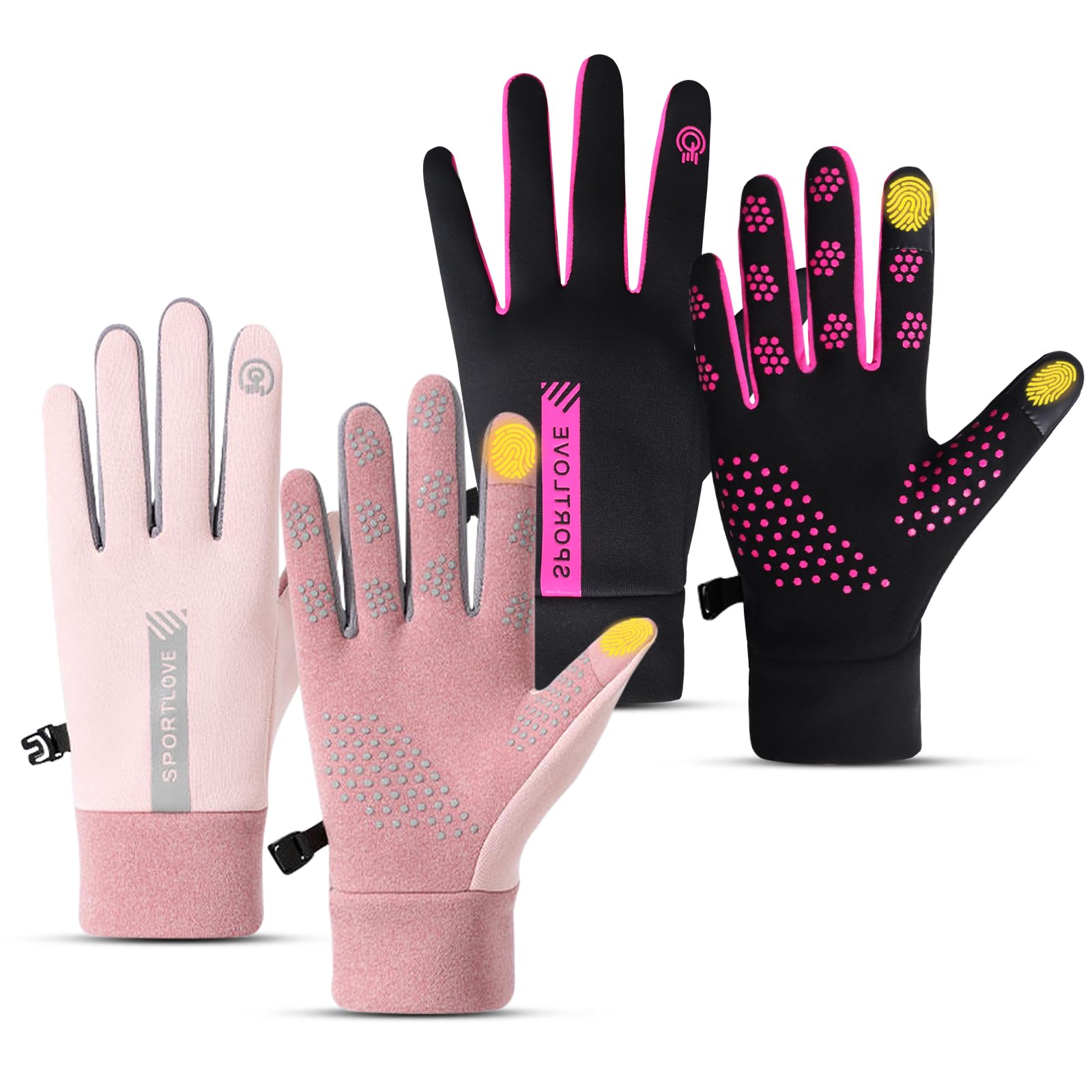 2 Pairs Winter Thin Thermal Gloves Waterproof Finger Touch Screen Non-Slip Cold Resistant Gloves Windproof Warm Winter Running Gloves for Womens Outdoor Sports,Cycling,Driving,Hiking — view 12