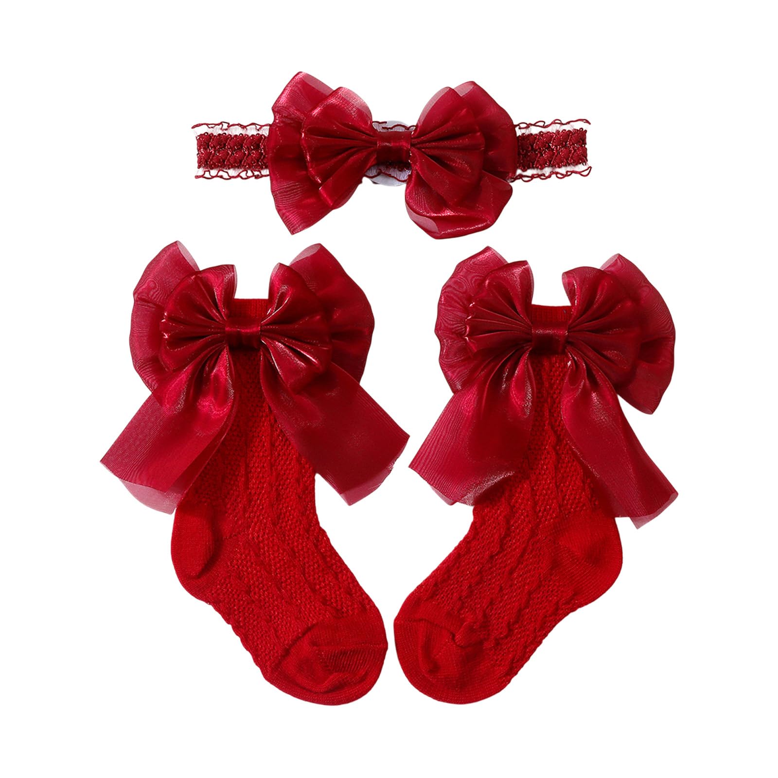 Kalttoy Bowknot Design Baby Headband and Socks Coordinated Set for Newborns Toddler Multiple Color Baby Headband Set