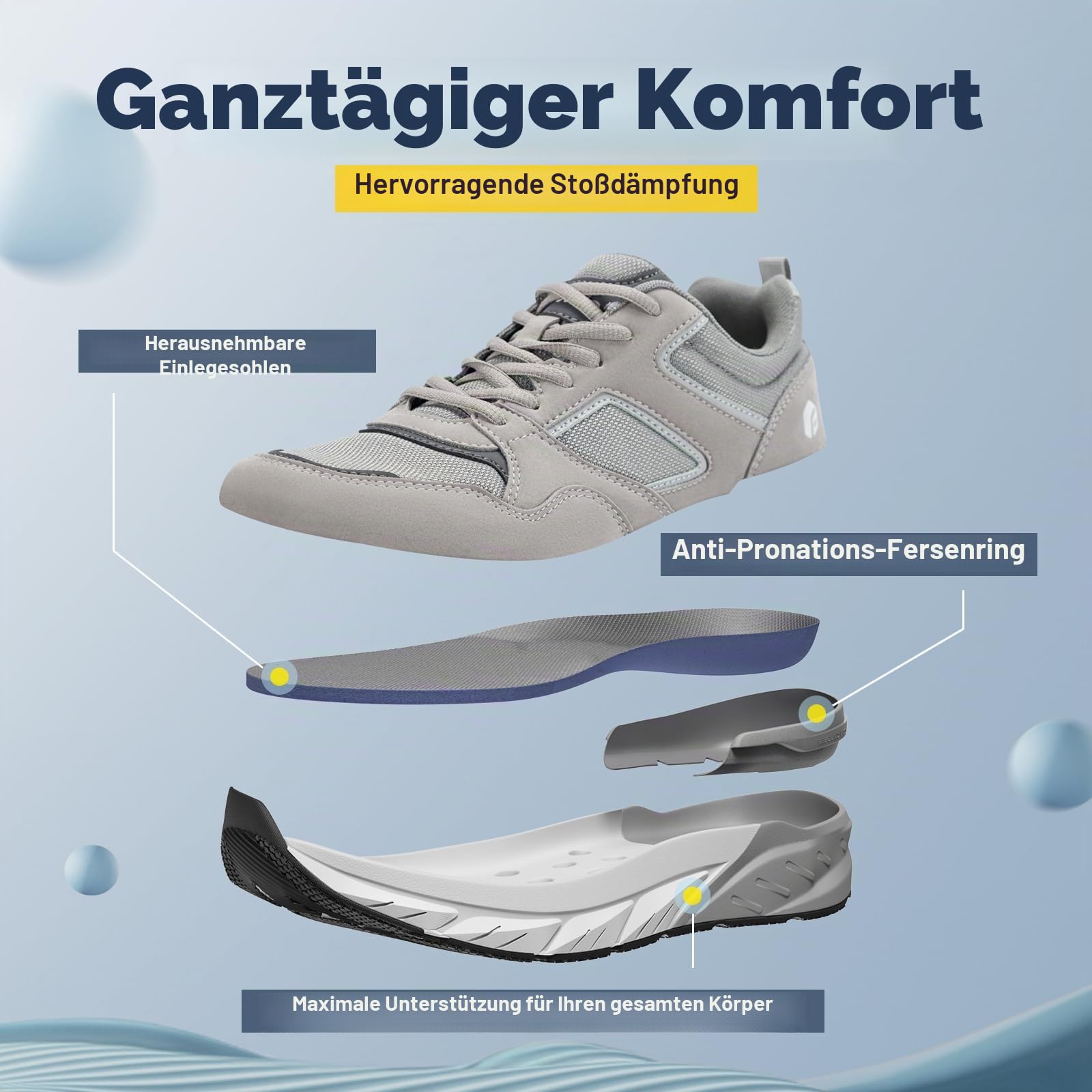 FitVille Laufschuhe Herren Sneaker Extra Weit Turnschuhe Atmungsaktive Sportschuhe Outdoor Straßenlaufschuhe Bequeme Walking Schuhe