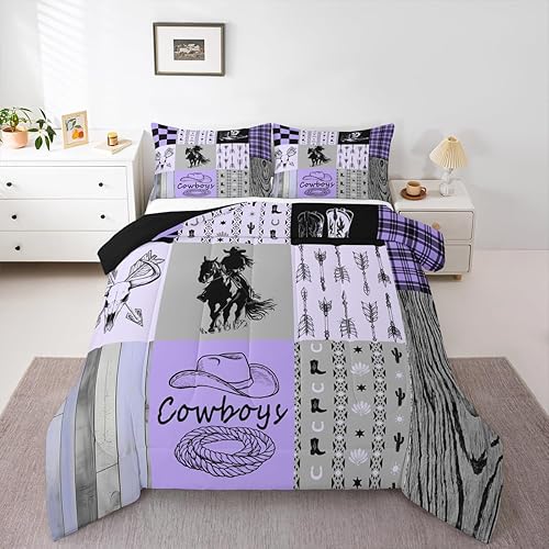 Erosebridal Girls Western Bedding Sets King Size Pink Grey Cowgirl Kids Comforte