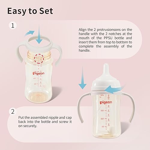Miniatura 4 de PIGEON Asas para biberones de PPSU de 8.1 onzas, fácil de sostener para las manos del bebé, 1 paquete (gris)