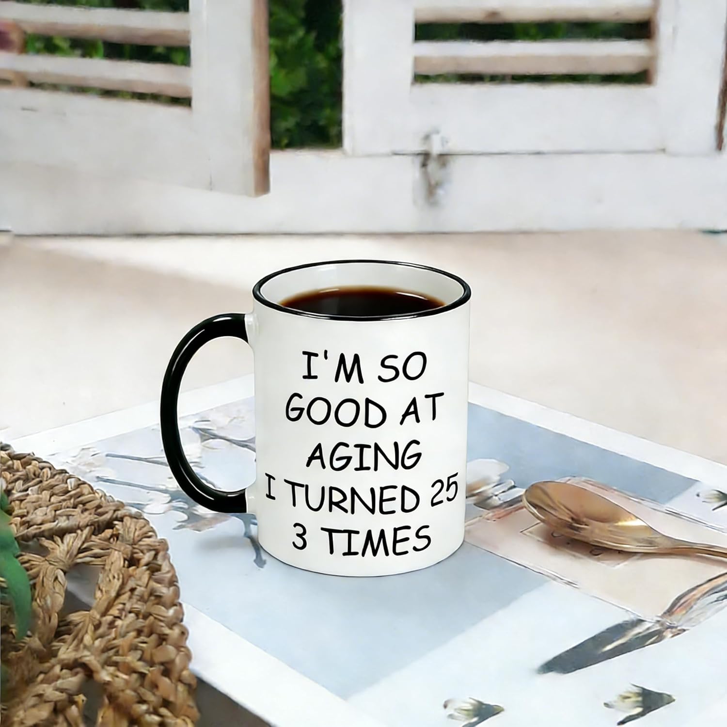 75th Birthday Gifts for Women Men, Funny Cool 75th Birthday Gifts for Mom Dad Sister Aunt Friends BFF Wife Coworkers, 75 Year Old Gift for Woman Men, Turned 25 3 Times Mug, 11 Oz - Image 9