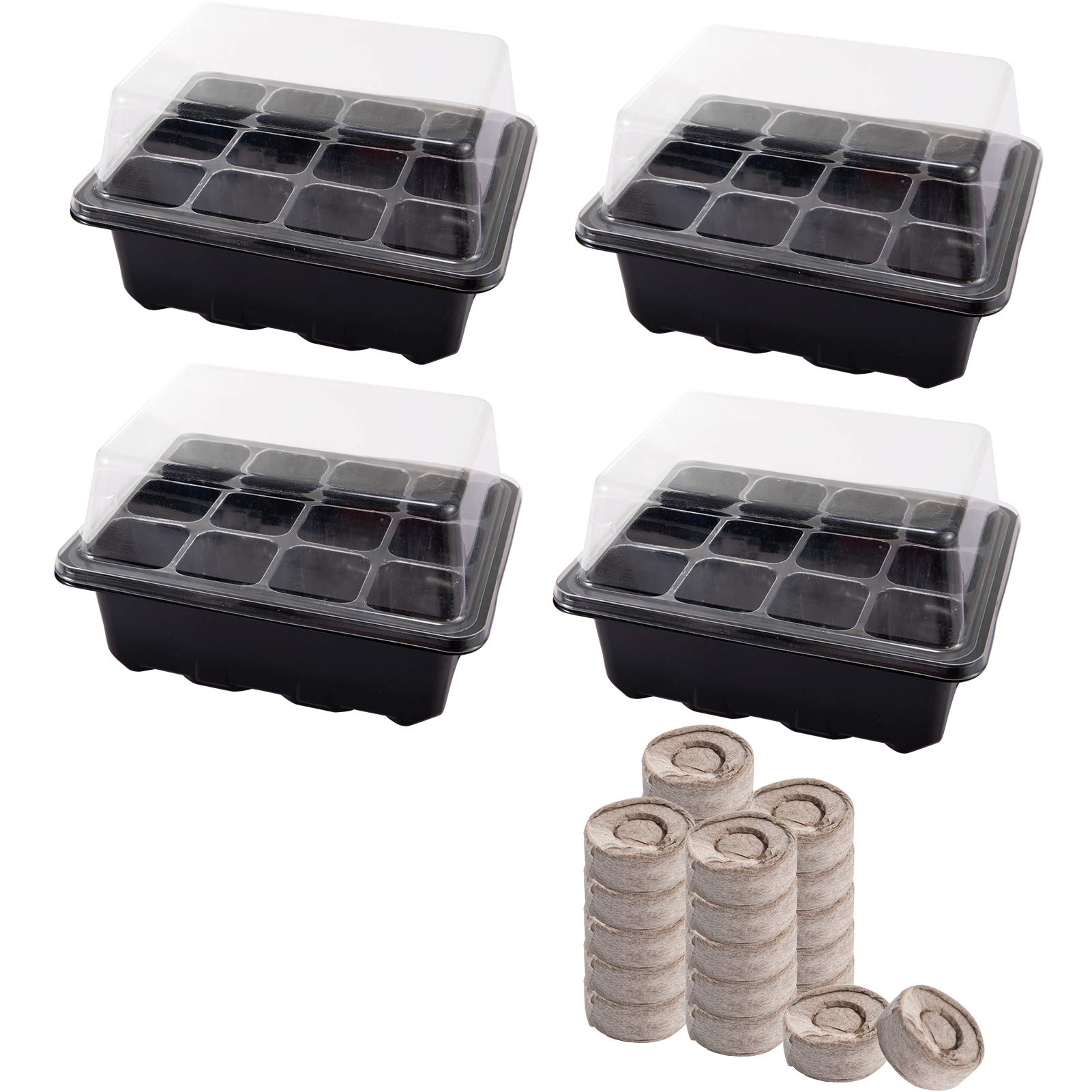 Buy 4 Pack Garden Seed Starting Kit 48 Cells Seedling Germination Trays with Dome+ 48pcs 30mm